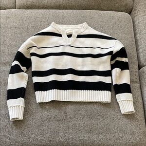 Lucky Brand Black and White V-Neck Sweater